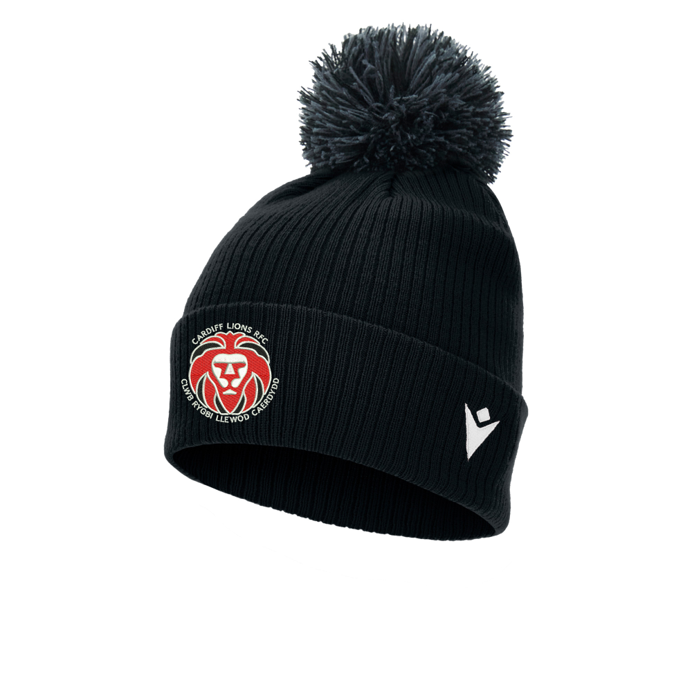 Cardiff Lions RFC - SNOW ponpom bonnet (Black)