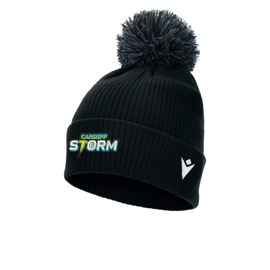 Cardiff Storm - SNOW ponpom bonnet (Black)