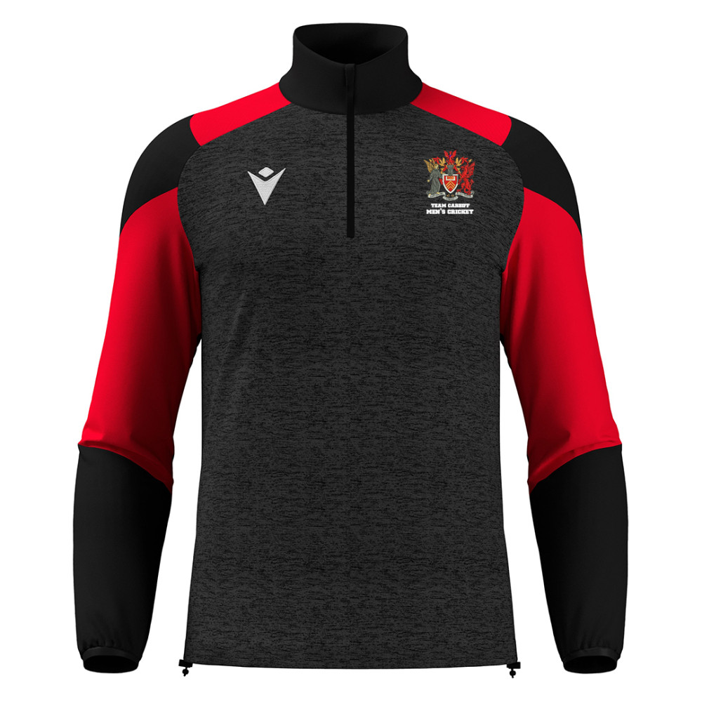 Mens Cricket - CUZCO 1/4 zip top (Black/Red)
