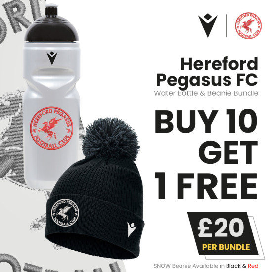 Hereford Pegasus FC - Water Bottle & Beanie Bundle