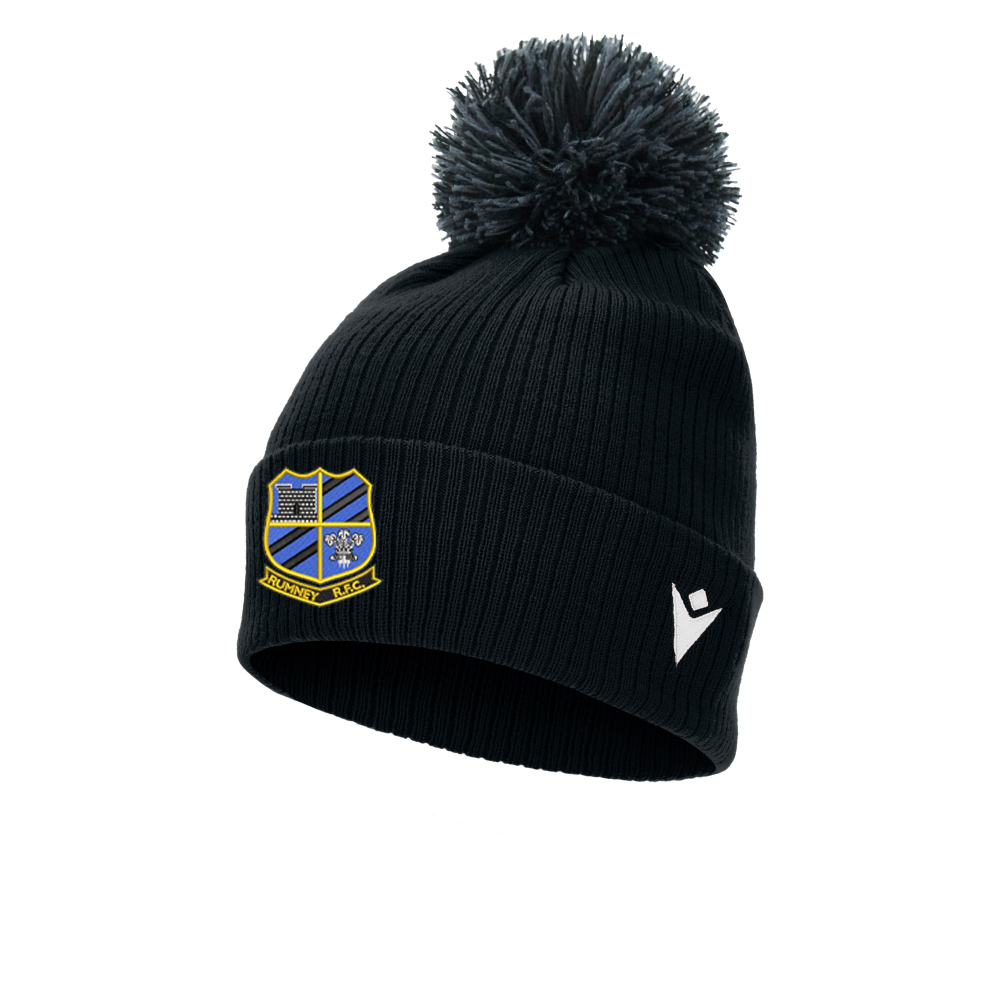 Rumney RFC - SNOW ponpom bonnet (Black)